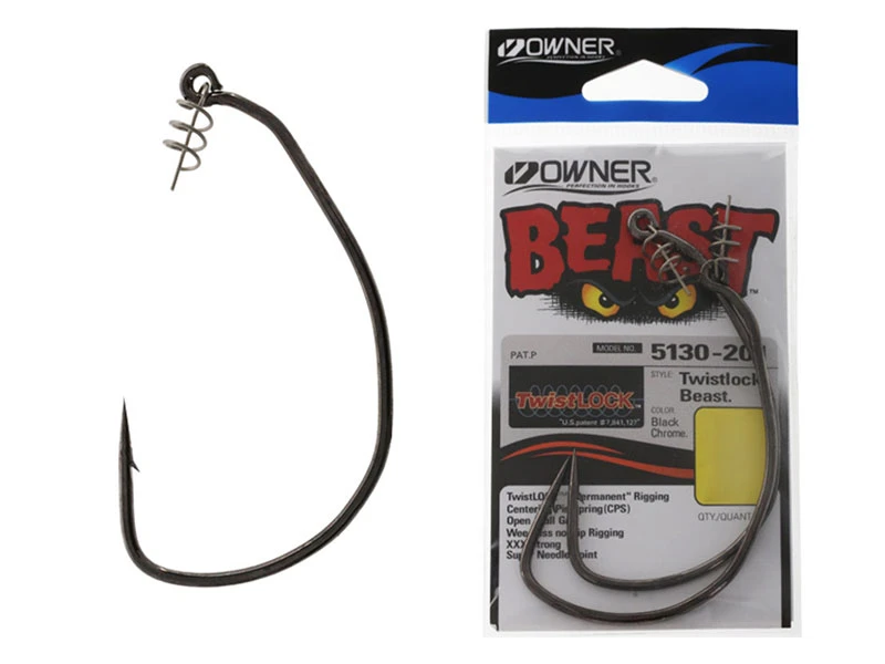 Owner Beast Hook With TwistLock Unweighted 6/0 Qty 3