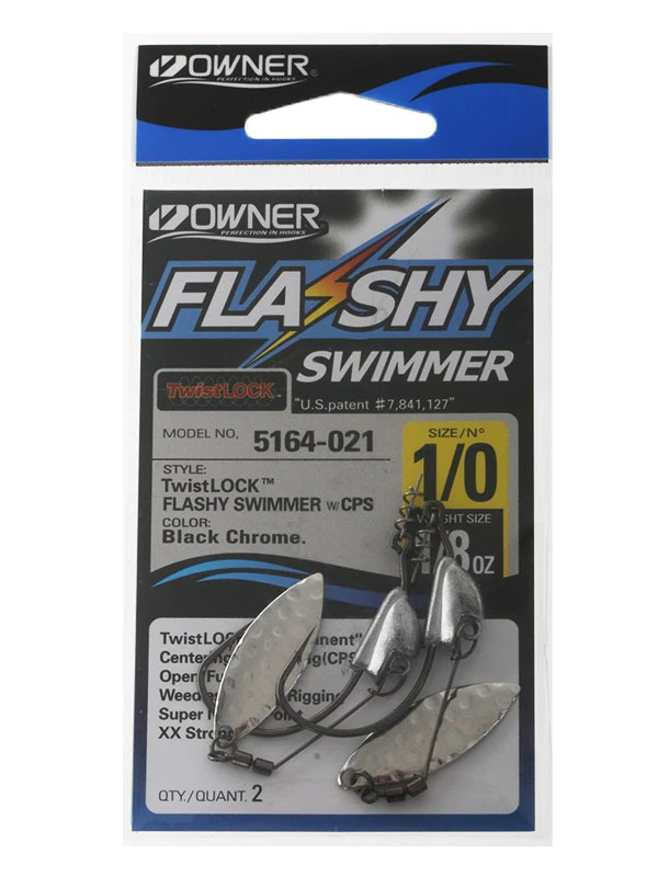 Owner Flashy Swimmer TwistLOCK Softbait Hooks 1/0 Qty 2
