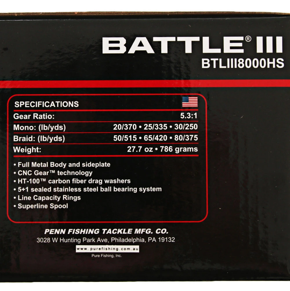 PENN Battle III 8000HS Spinning Reel - Image 2