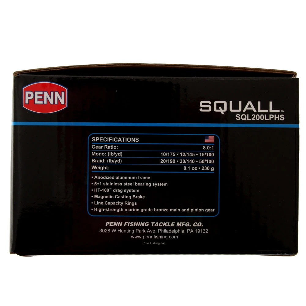 PENN Squall 200 Low Profile High Speed Baitcaster Reel - Image 2