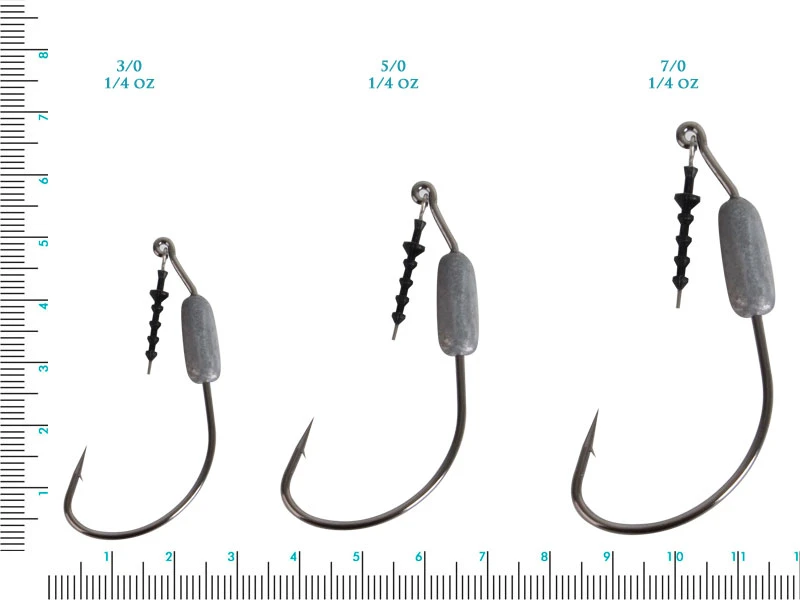 Mustad Power Lock Plus Weighted Softbait Hooks 3/0 3/8oz Qty 3