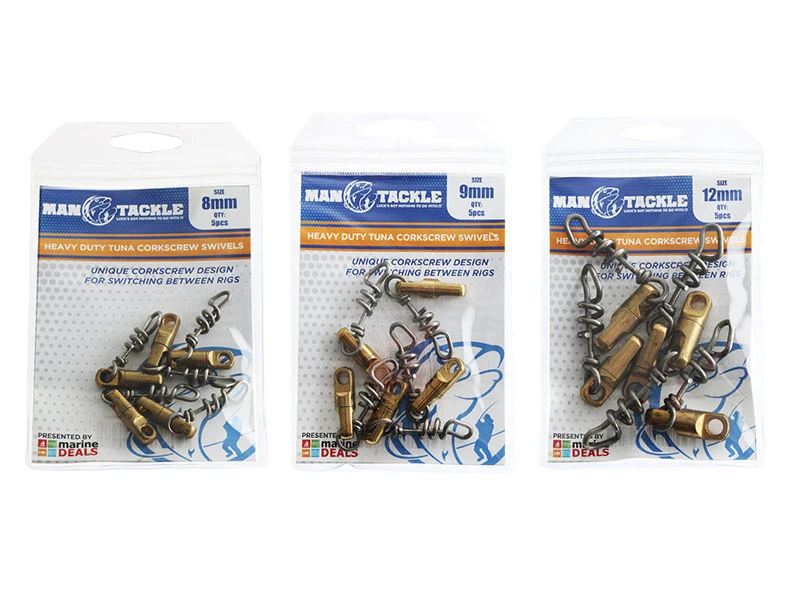 ManTackle Heavy Duty Tuna Corkscrew Swivels Qty 5