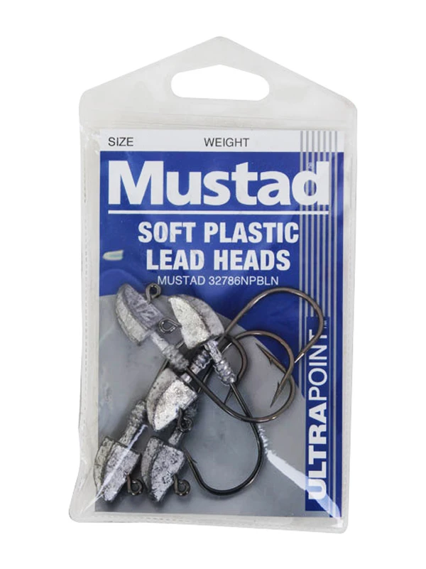 Mustad Soft Plastic Lead Jig Heads 2/0 3/8oz Qty 5 - Image 2