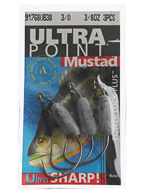 Mustad Power Lock Plus Weighted Softbait Hooks 3/0 3/8oz Qty 3 - Image 4